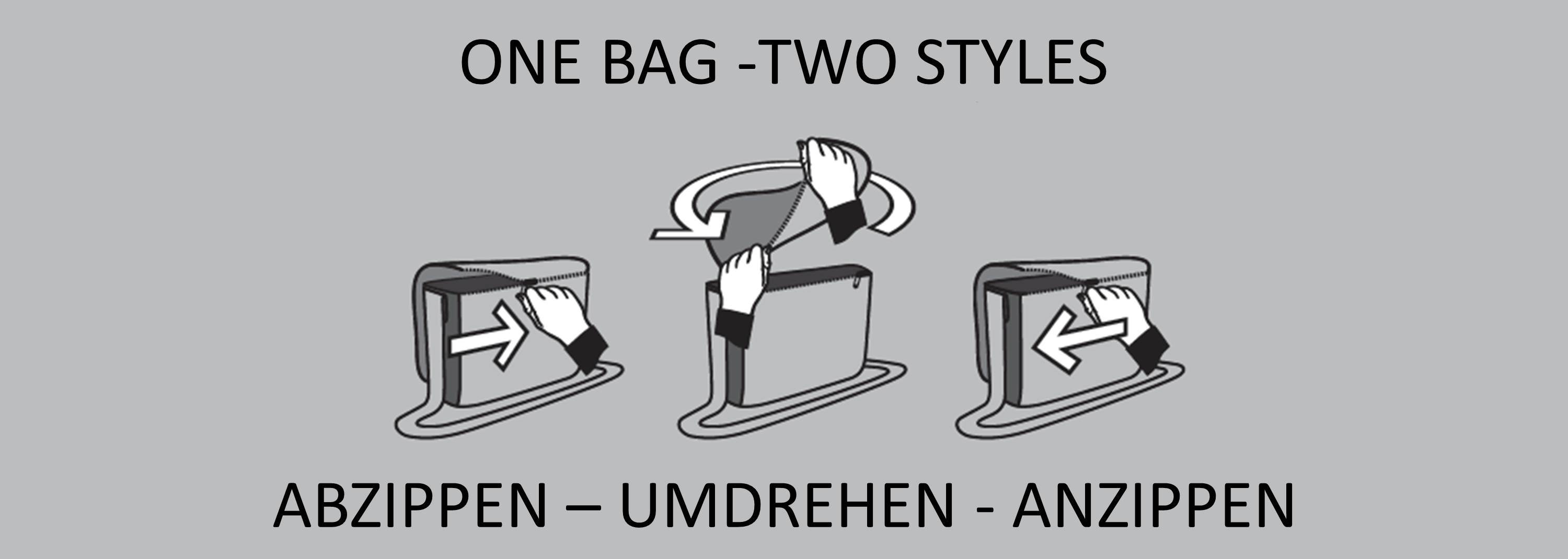 Messenger Bags mit Wendecover ABZIPPEN - UMDREHEN - ANZIPPEN